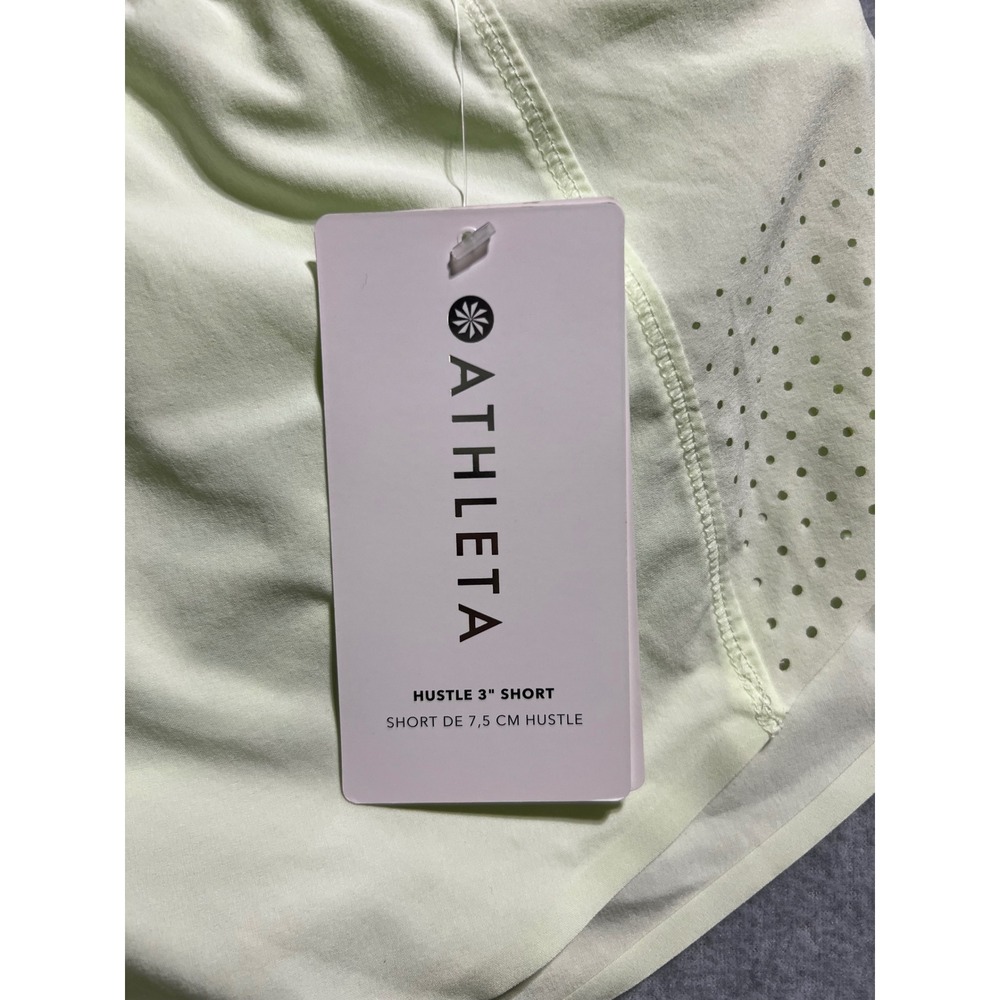 Athleta Hustle 3" Short Womens Small Pale Lime Green Running Athletic Shorts NWT - Picture 2 of 7